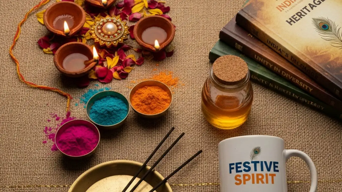 Meaningful gifting during Indian festivals with honey, books, incense sticks, and personalized gifts