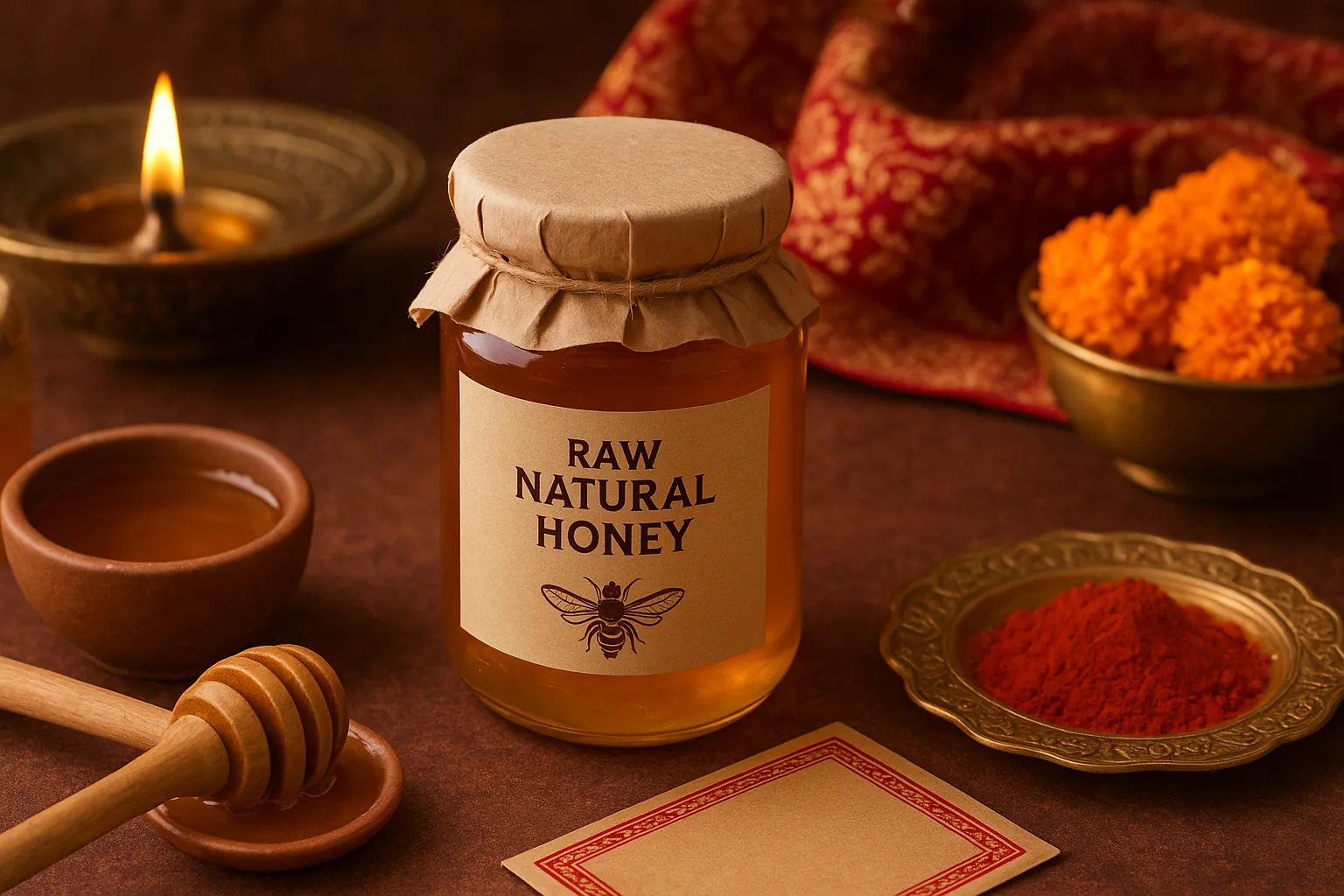 OrganicFreshIndia raw natural honey displayed as a meaningful Indian gift