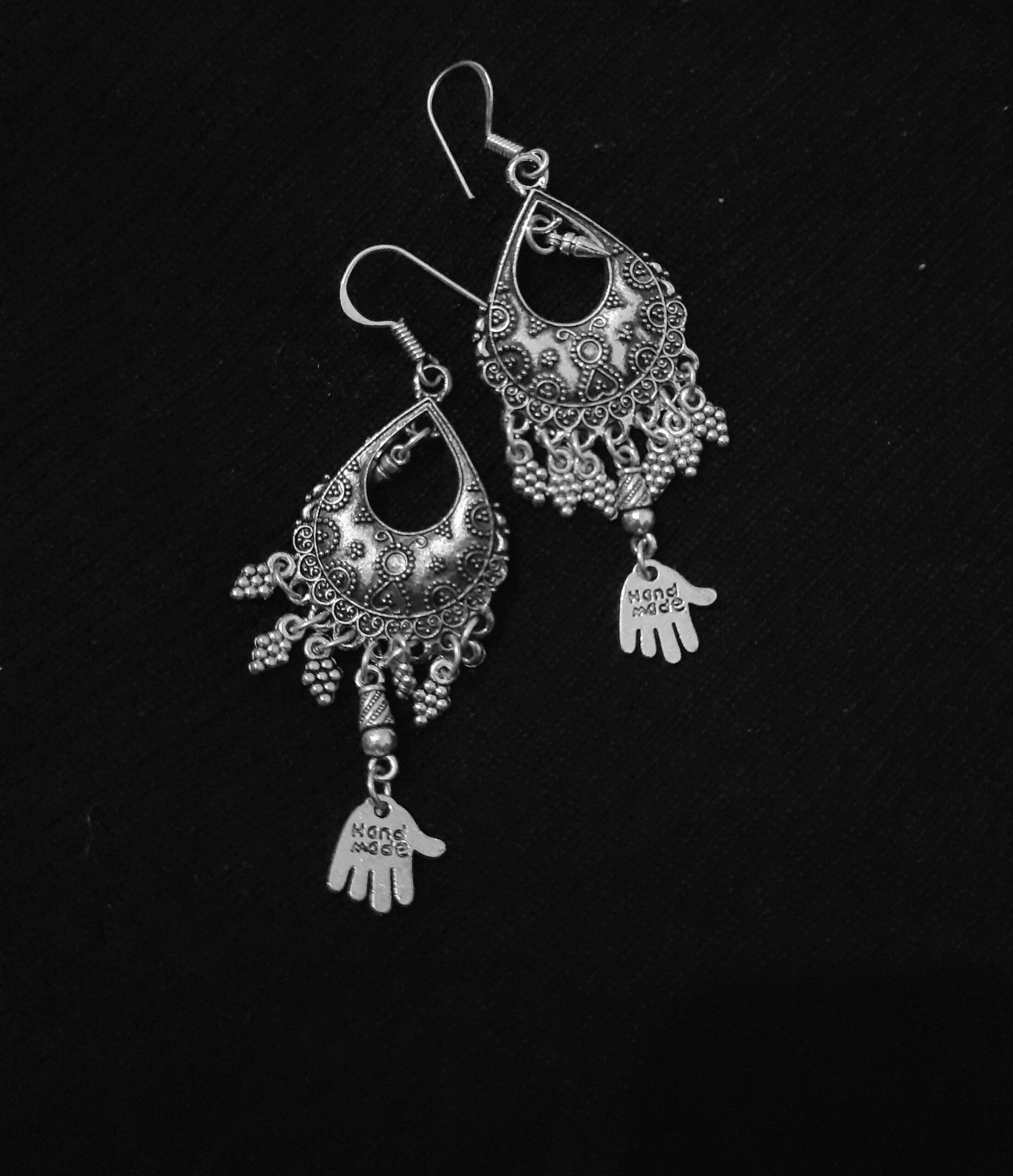 Traditional Ethnic Handmade Silver Oxidised Earrings