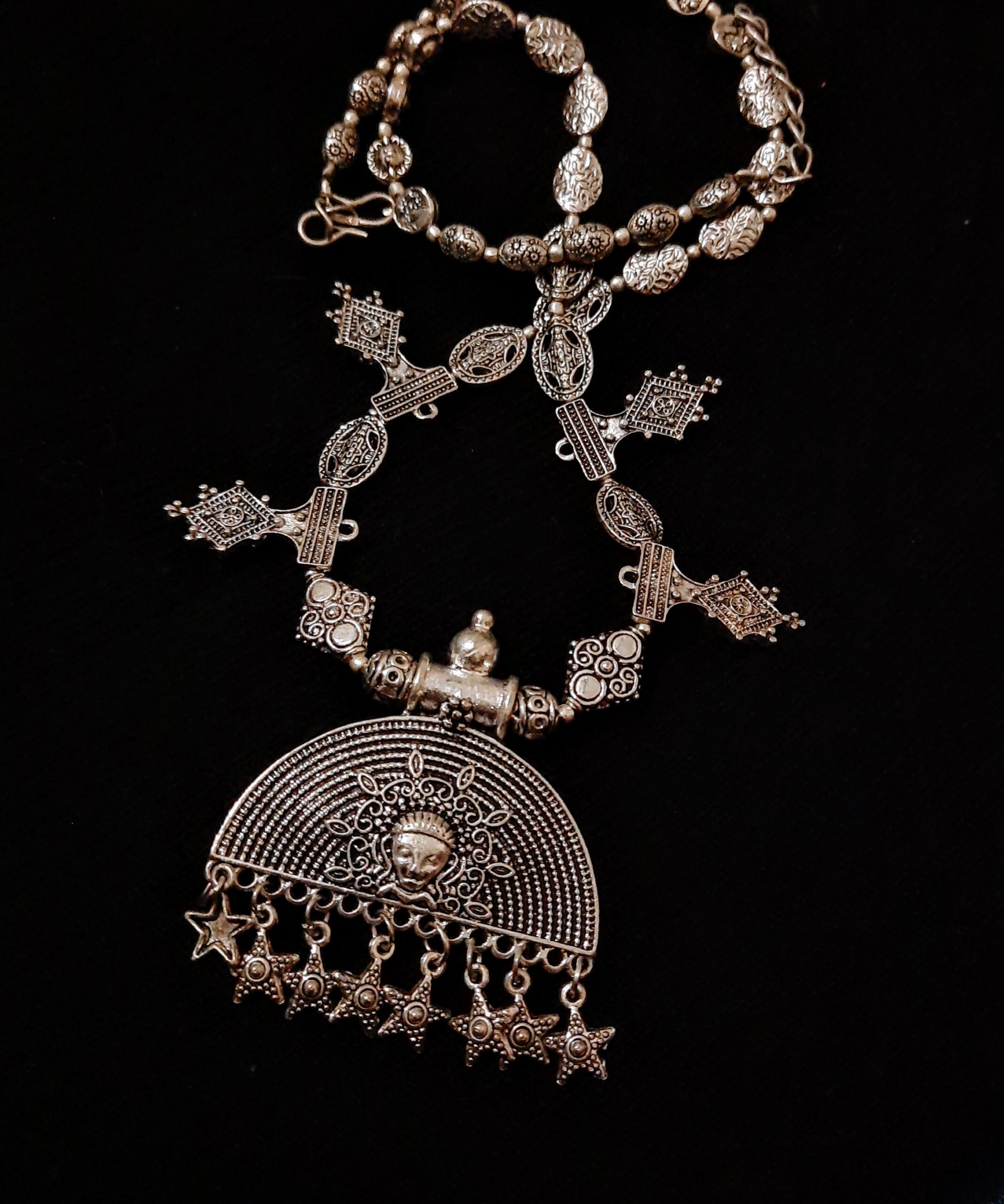 Ethnic Silver Oxidised Long Necklace Online For Women