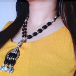 Traditional Oxidised Ganeshji And Black Beads Necklace For Women