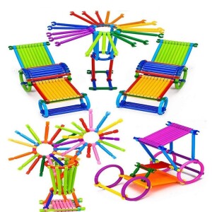 MULTI COLOR BUILDING BLOCK STICKS OF DIFFERENT SHAPES: CHAIRS, CYCLE, CAR, MANY TYPE OF BLOCKS 320PCS BOX